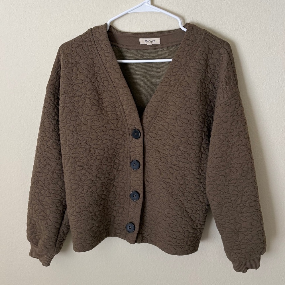 Madewell Floral Quilted Cardigan Jacket Brown Size S - Picture 2 of 3